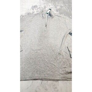 01.Algo Men's Large Light Grey‎ Heathered Golf 1/4 Zip Jacket Sweater Athletic